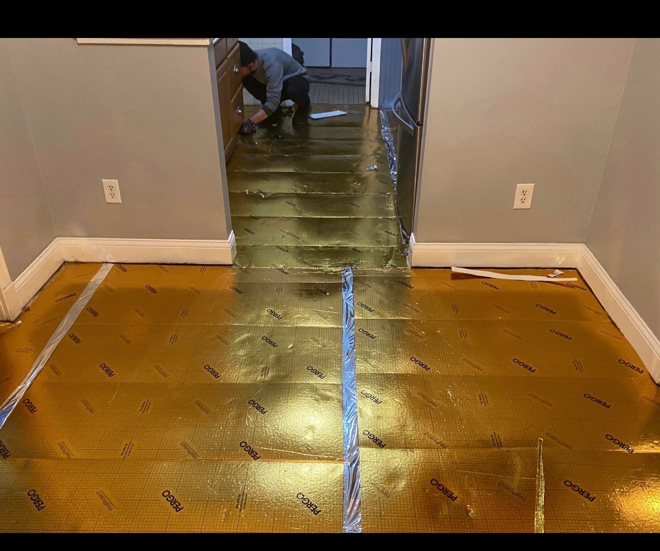 Flooring installation in progress
