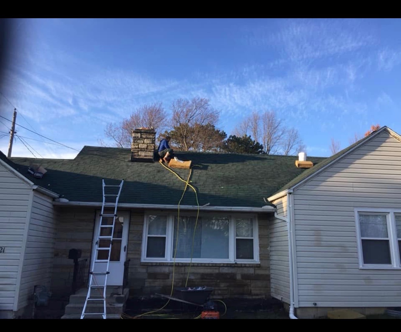 Roofing work in progress
