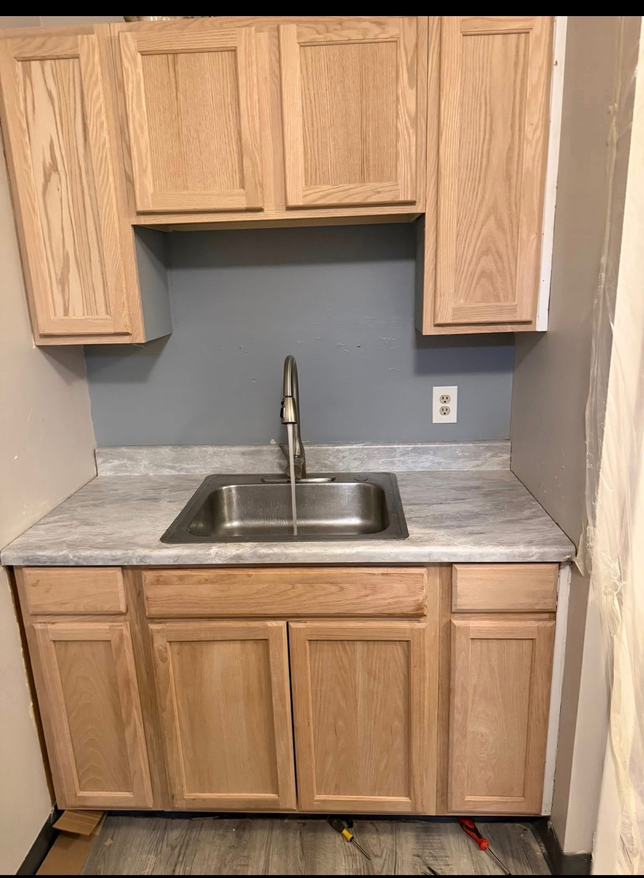 New sink and cabinet installation